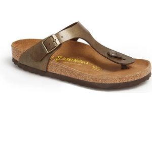 Birkenstock W5/EU 36 Gizeh Metallic Brown New